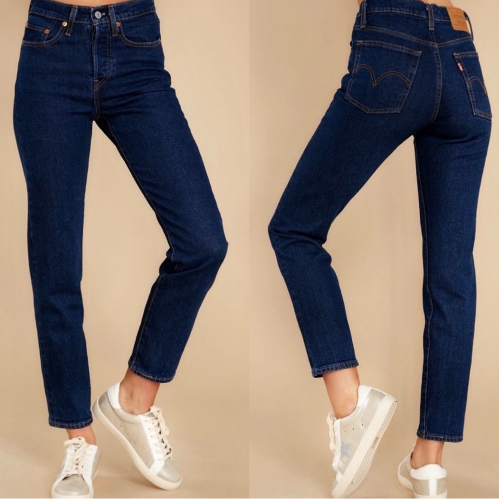 Levi's 501 Skinny Jeans High Rise Dark Wash